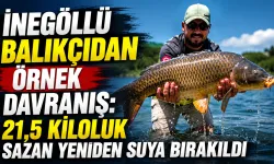 İnegöllü Balıkçıdan Örnek Davranış: 21,5 Kiloluk Sazan Yeniden Suya Bırakıldı