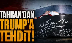 Tahran'ın kalbindeki meydana "tabutta yatan Trump" afişi asıldı