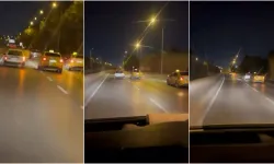 Bursa’da trafikte tehlikeli anlar: İki taksi otomobili sıkıştırdı