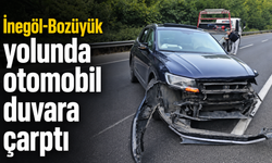 İnegöl-Bozüyük yolunda otomobil duvara çarptı
