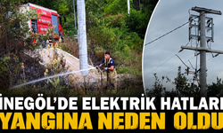 İnegöl’de elektrik hatları yangına neden oldu