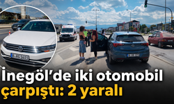 İnegöl’de iki otomobil çarpıştı 2 yaralı