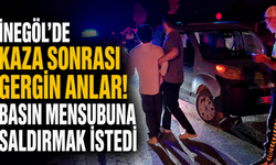 İnegöl’de kaza sonrası gergin anlar! Basın mensubuna saldırmak istedi