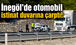 İnegöl’de otomobil istinat duvarına çarptı!