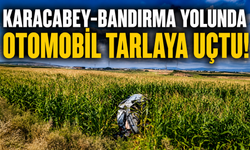 Karacabey-Bandırma yolunda otomobil tarlaya uçtu! 3 kişi yaralandı