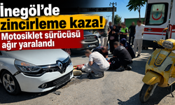 İnegöl’de zincirleme kaza! Motosiklet sürücüsü ağır yaralandı