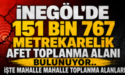 İnegöl’de 151 bin 767 metrekarelik afet toplanma alanı bulunuyor.. İşte mahalle mahalle toplanma alanları