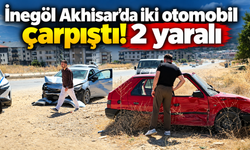 İnegöl Akhisar’da iki otomobil çarpıştı! 2 yaralı