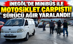 İnegöl’de minibüs ile motosiklet çarpıştı! Sürücü ağır yaralandı