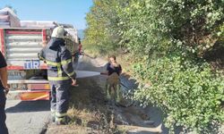 Bursa'da tırın tekerlekleri yandı