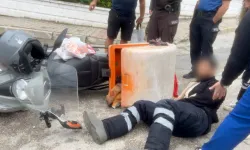 Mudanya’da ani fren yapan motosikletli kurye yaralandı