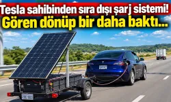 Tesla sahibinden sıra dışı şarj sistemi! Gören dönüp bir daha baktı...