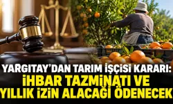 Yargıtay’dan tarım işçisi kararı: İhbar tazminatı ve yıllık izin alacağı ödenecek