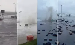 Bursa Mudanya'da Fırtına Sahili Vurdu! Kaldırım Taşları Söküldü, Deniz Kahverengiye Döndü