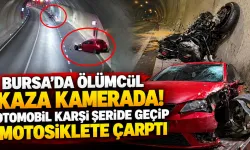 Bursa'da ölümcül kaza kamerada! Otomobil karşı şeride geçip motosiklete çarptı