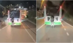 Bursa’da patenli genç otobüsün arkasına tutundu