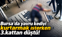 Bursa'da yavru kediyi kurtarmak isterken 3.kattan düştü!