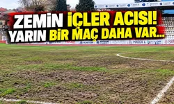 İnegöl İlçe Stadyumu'nun zemini içler acısı! Yarın bir maç daha var...