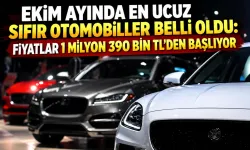Ekim ayında en ucuz sıfır otomobiller belli oldu: Fiyatlar 1 milyon 390 bin TL’den başlıyor