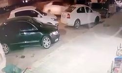 Erzurum'da direksiyonu kilitlenen aracın kaza anı kamerada