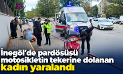İnegöl’de pardösüsü motosikletin tekerine dolanan kadın yaralandı