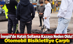 İnegöl’de Hatalı Sollama Kazaya Neden Oldu! Otomobil Bisikletliye Çarptı
