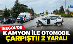 İnegöl'de Kamyon ile Otomobil Çarpıştı! 2 Yaralı