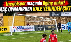 İnegölspor maçında ilginç anlar! Maç oynanırken kale yerinden çıktı
