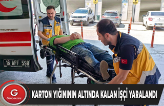 Karton yığınının altında kalan işçi yaralandı