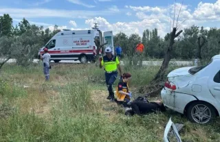 Bursa'da Otomobil Zeytinliğe Uçtu, 3 Kişi Yaralandı
