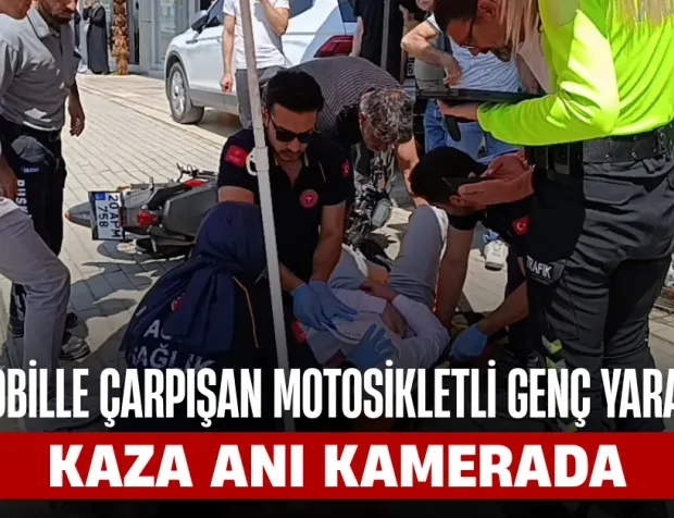 İnegöl'de Otomobille Çarpışan Motosikletli Genç Yaralandı, Kaza Kamerada