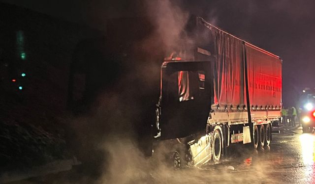 Kuzey Marmara Otoyolu'nda asit yüklü tır alev alev yandı
