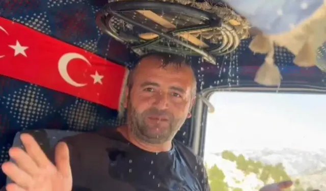 Kamyon Şoföründen Sıcak Havalara Karşı Damlama Serinlik Önlemi