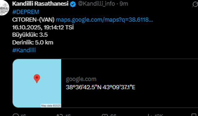 Van'da Deprem Meydana Geldi