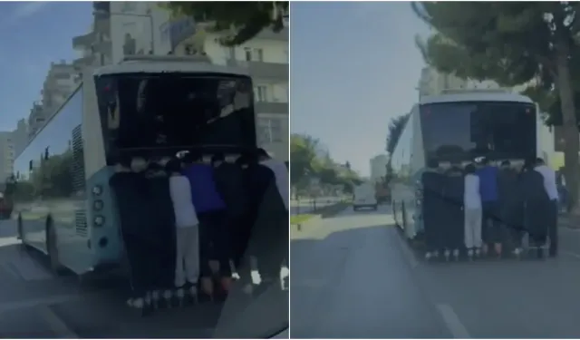 Antalya’da çocukların tehlikeli yolculuğu kameraya yansıdı