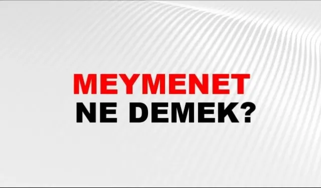 Meymenet Ne Demek? Günlük Hayatta Nasıl Kullanılır, Ne Anlama Gelir?