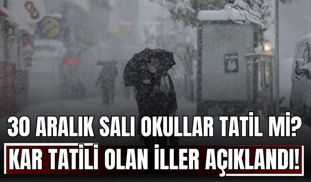 30 Aralık Salı Okullar Tatil mi? Kar Tatili Olan İller Açıklandı!