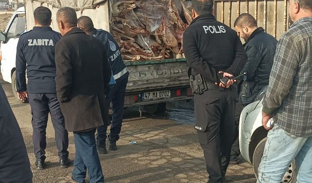 Gaziantep’te kamyonet kasasında kilolarca bozuk et ele geçirildi