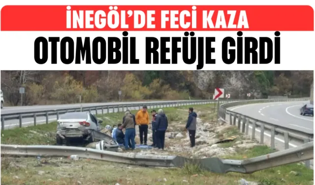 İnegöl’de otomobil refüje girdi: 2 yaralı