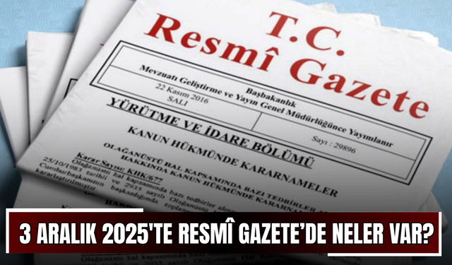 3 Aralık 2025'te Resmî Gazete’de neler var?