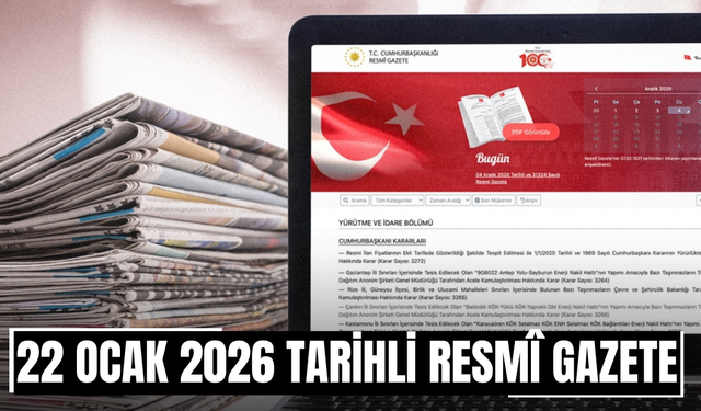 22 Ocak 2026 Tarihli ve 33145 Sayılı Resmî Gazete