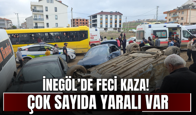 İnegöl’de Feci Kaza! Takla Atan Otomobil Park Halindeki Araçlara Çarptı, Çok Sayıda Yaralı Var