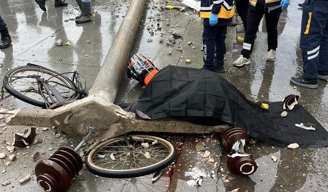 Beton direğin altında kalan bisikletli hayatını kaybetti