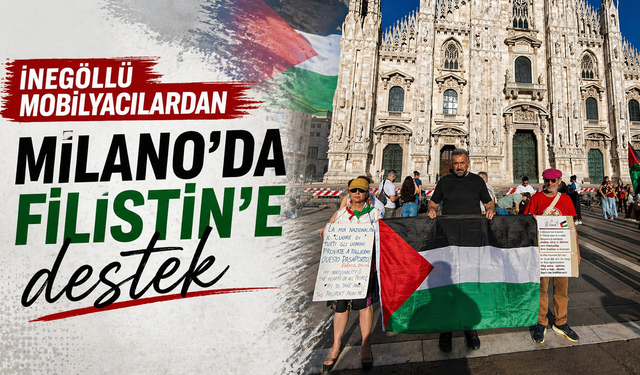 İnegöllü mobilyacılardan Milano’da Filistin’e destek