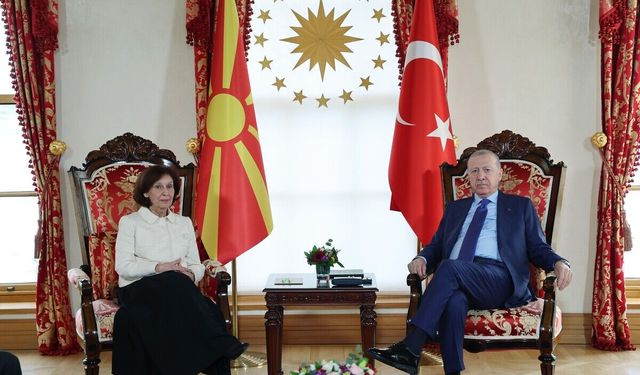 Cumhurbaşkanı Erdoğan, Kuzey Makedonya Cumhurbaşkanı Davkova ile Görüştü
