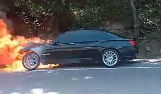 Bursa'da Seyir halindeki araç alev aldı!