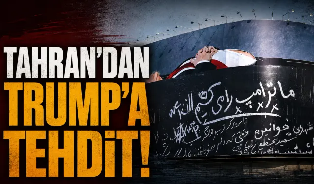 Tahran'ın kalbindeki meydana "tabutta yatan Trump" afişi asıldı