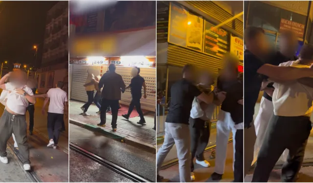 Bursa’da gece kulübü çıkışında kavga kamerada: Polis güçlükle ayırdı