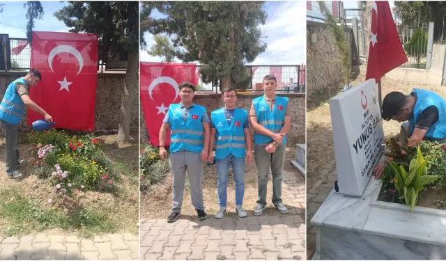 Yenişehir Ülkü Ocakları’ndan şehitlikte bakım ve temizlik çalışması