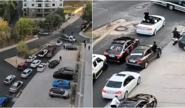 Bursa’da düğün konvoyu yolu kapattı, trafik aksadı